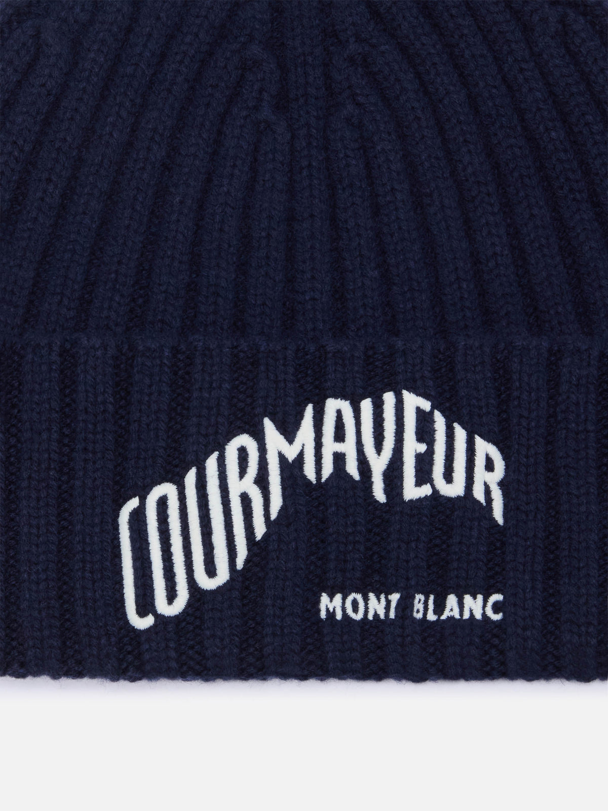 Navy blue Wengen beanie with Courmayeur embroidery | Special edition