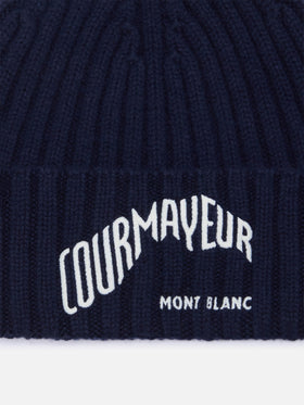 Navy blue Wengen beanie with Courmayeur embroidery | Special edition