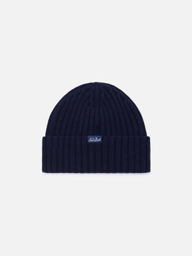 Navy blue Wengen beanie with Courmayeur embroidery | Special edition