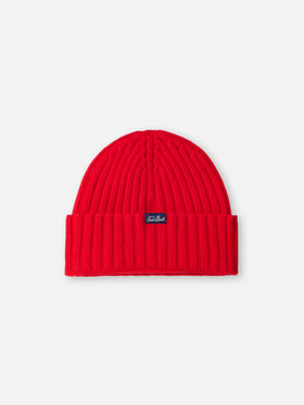 Man red ribbed hat Wengen with Cortina embroidery - MC2 Saint Barth