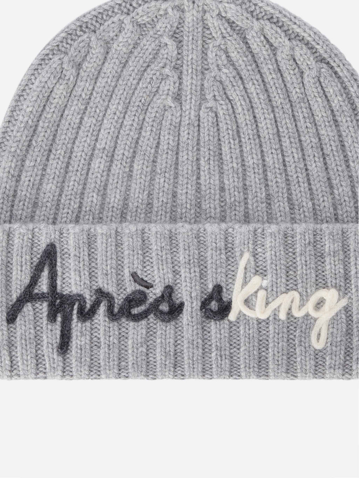 Bonnet Wengen gris clair avec broderie Après Sking 