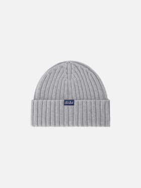 Bonnet Wengen gris clair avec broderie Après Sking 
