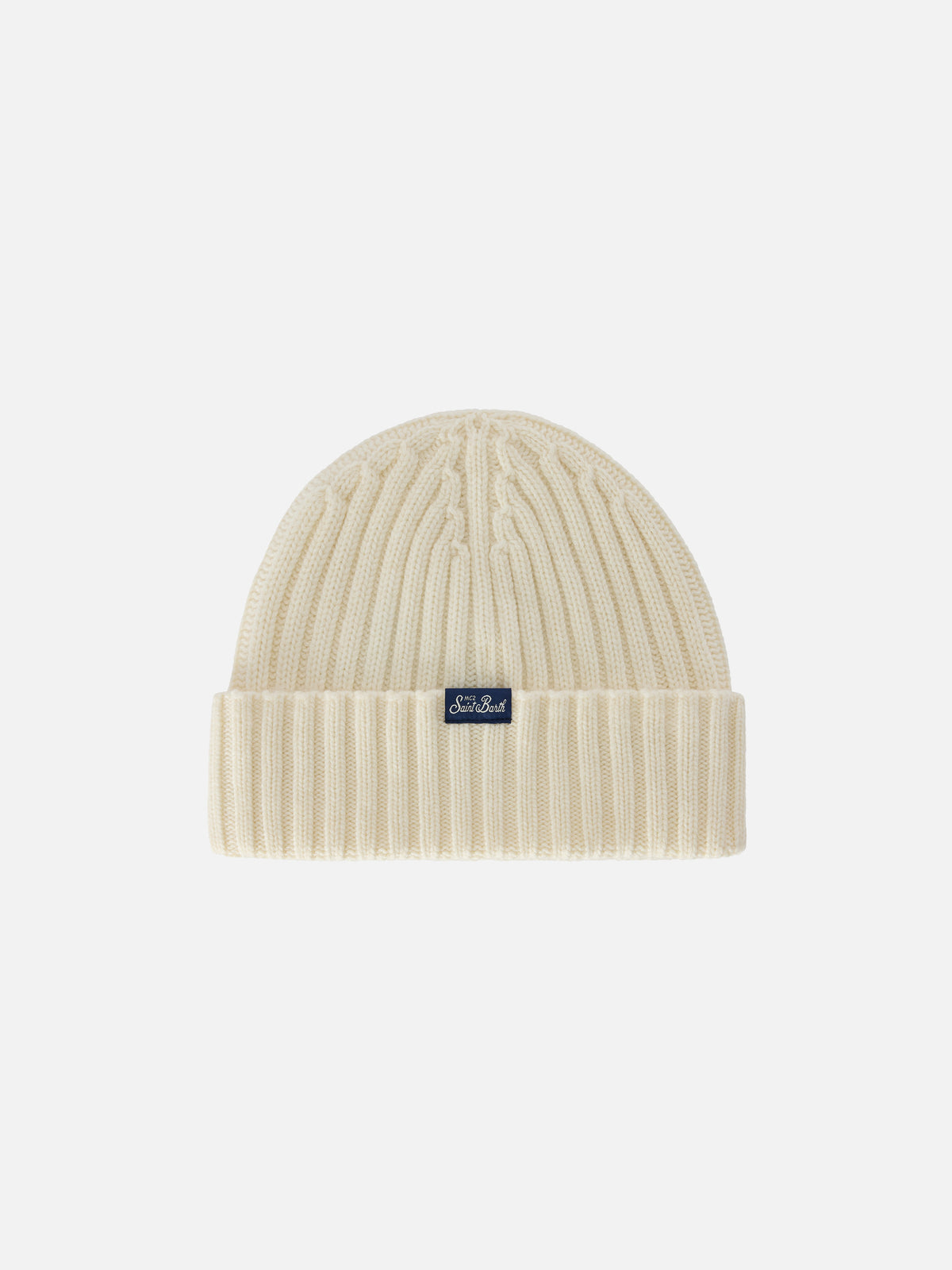 Bonnet Wengen blanc cassé avec broderie Bombardino 