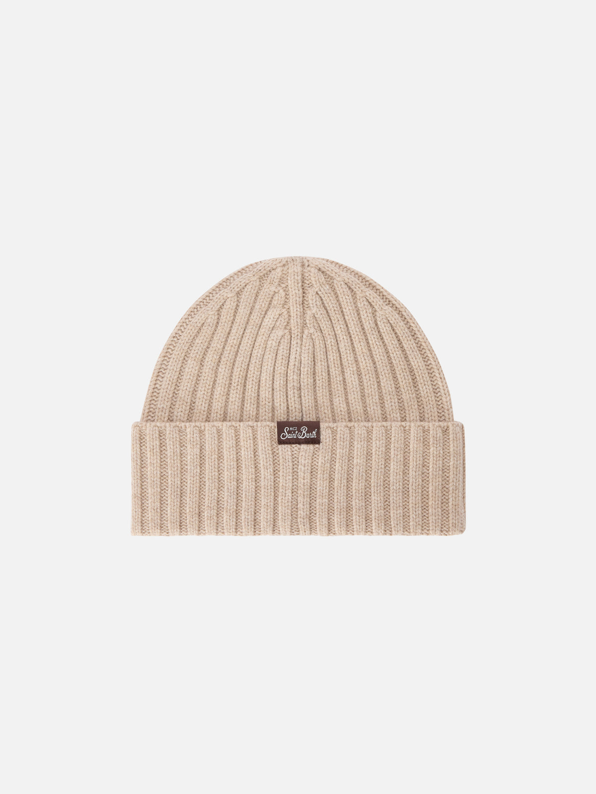 Berretto Wengen beige con ricamo Save Water Drink Vin Brulé