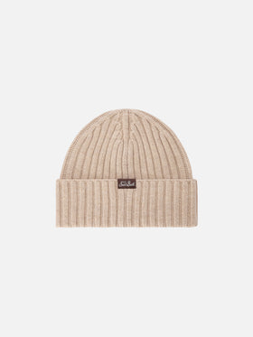Berretto Wengen beige con ricamo Save Water Drink Vin Brulé