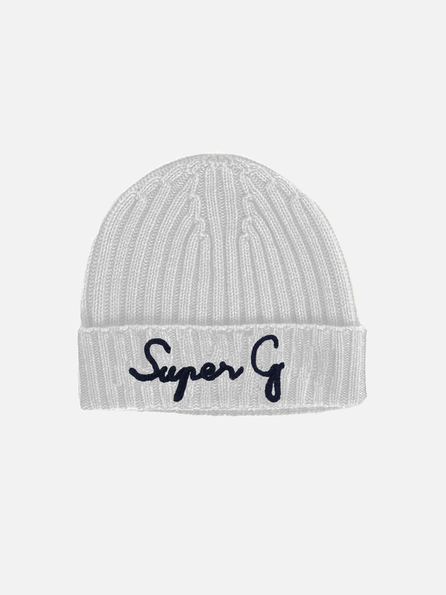 Light grey ribbed hat Wengen with Super G embroidery - MC2 Saint Barth