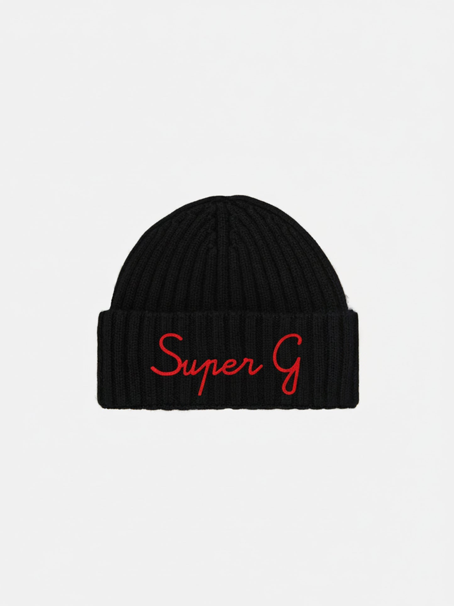 Beanie Wengen in misto cashmere nero con ricamo Super G | SUPER G SPECIAL EDITION