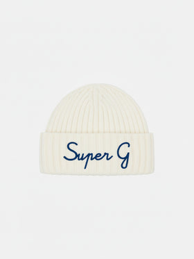 Beanie Wengen in white cashmere blend with Super G embroidery | SUPER G SPECIAL EDITION
