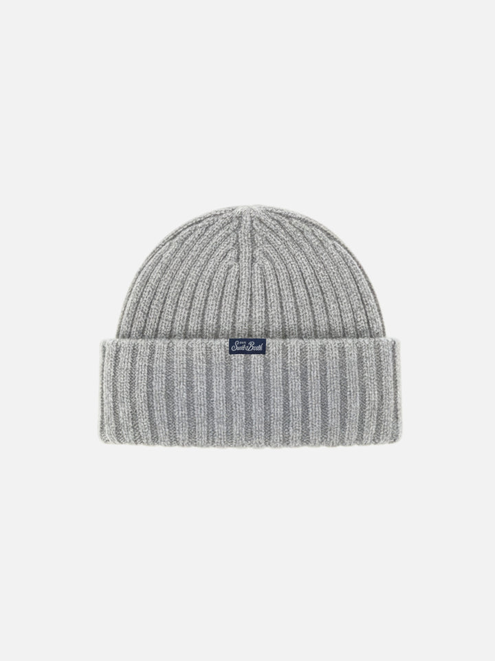 Beanie Wengen in misto cashmere grigio con ricamo Super G | SUPER G SPECIAL EDITION