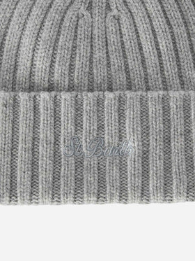 Light grey Wengen beanie with St. Barth embroidery