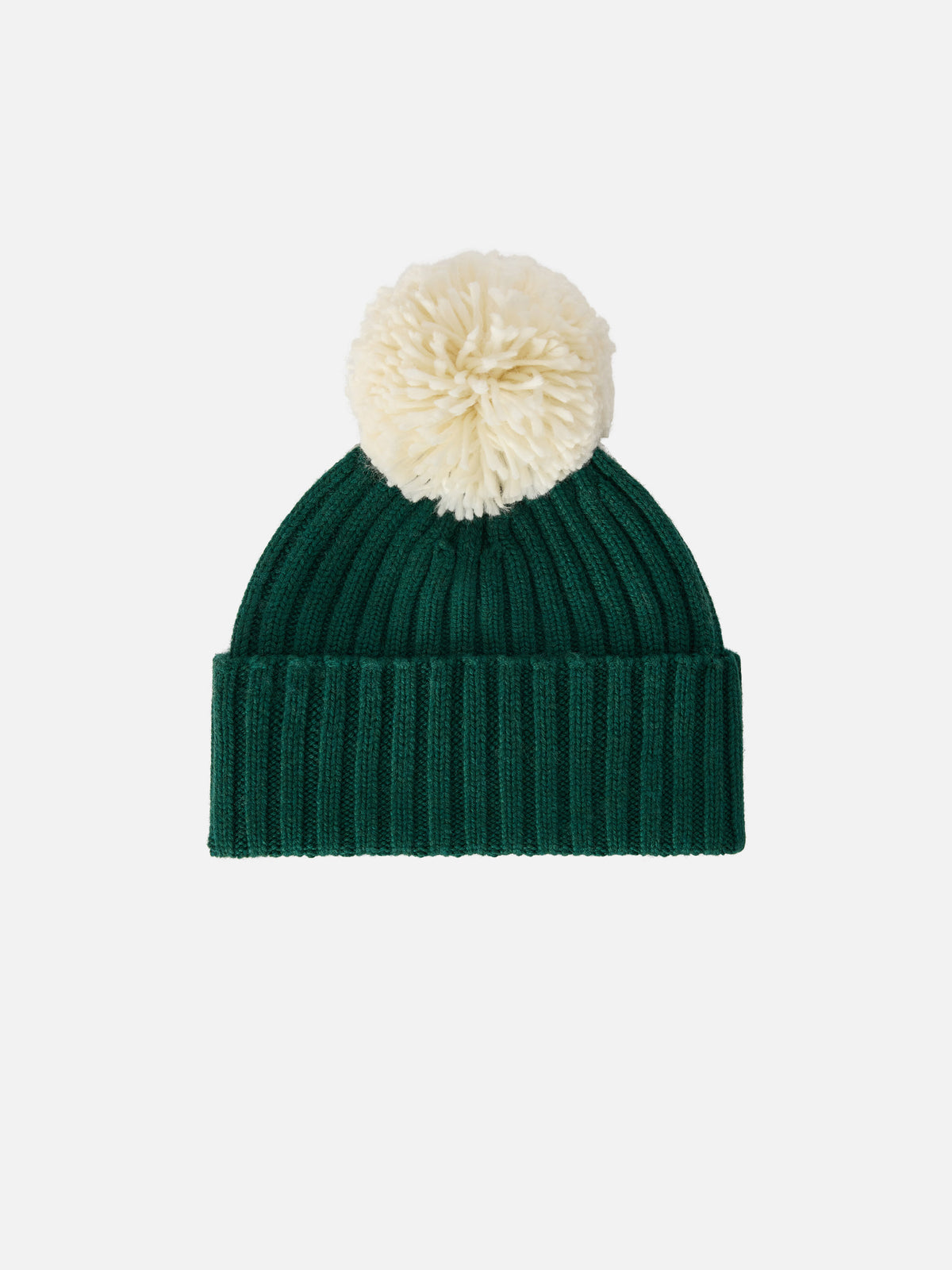 Gorro beanie Wengen verde con pompón y bordado St. Barth 