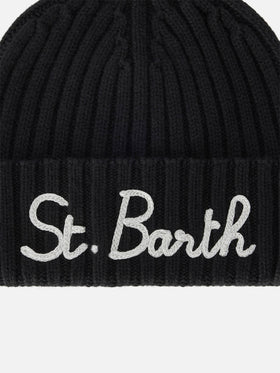 Gorro Wengen negro con bordado St. Barth 