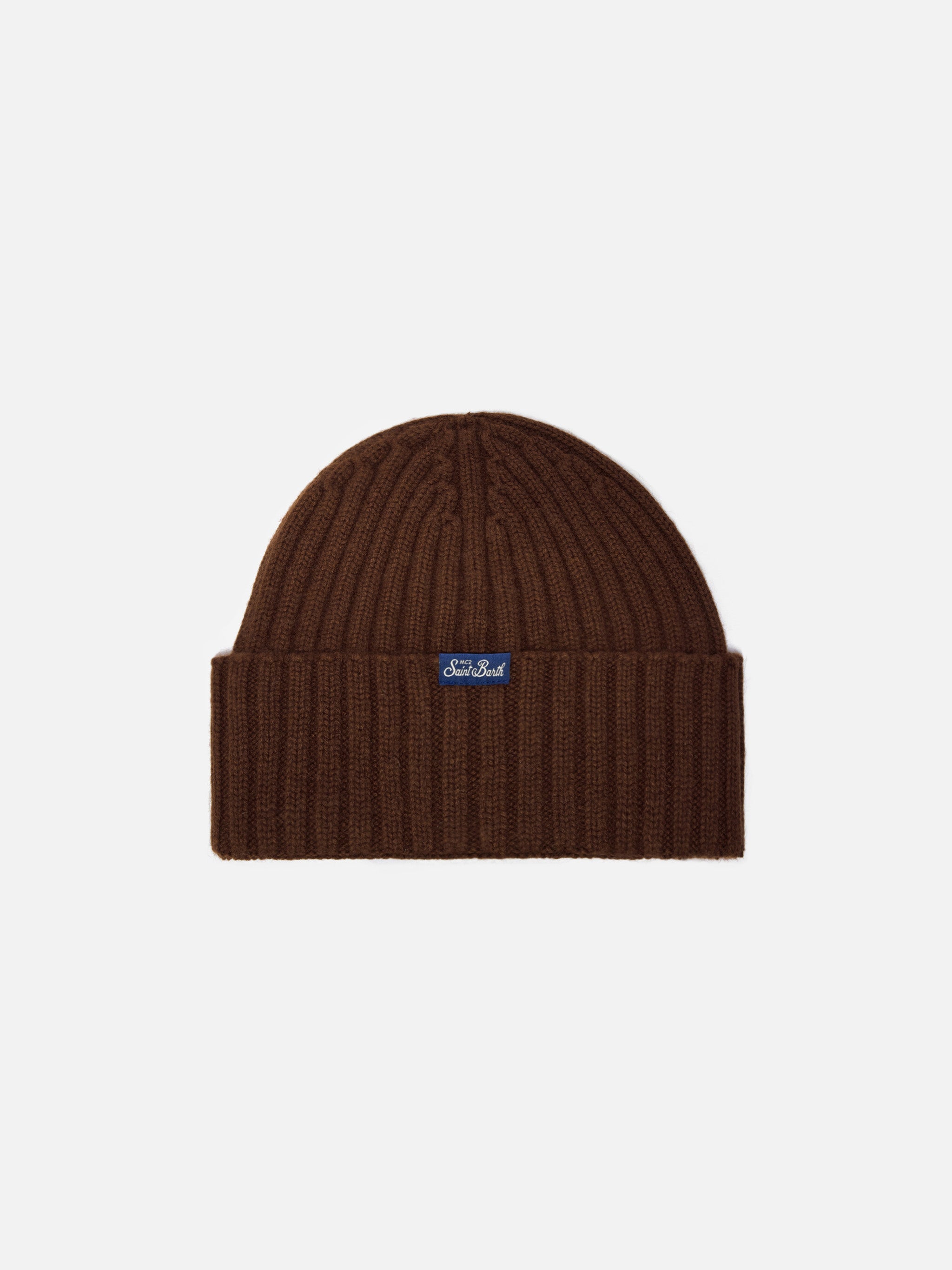 Cashmere blend Wengen beanie in brown with lurex Ski Queen