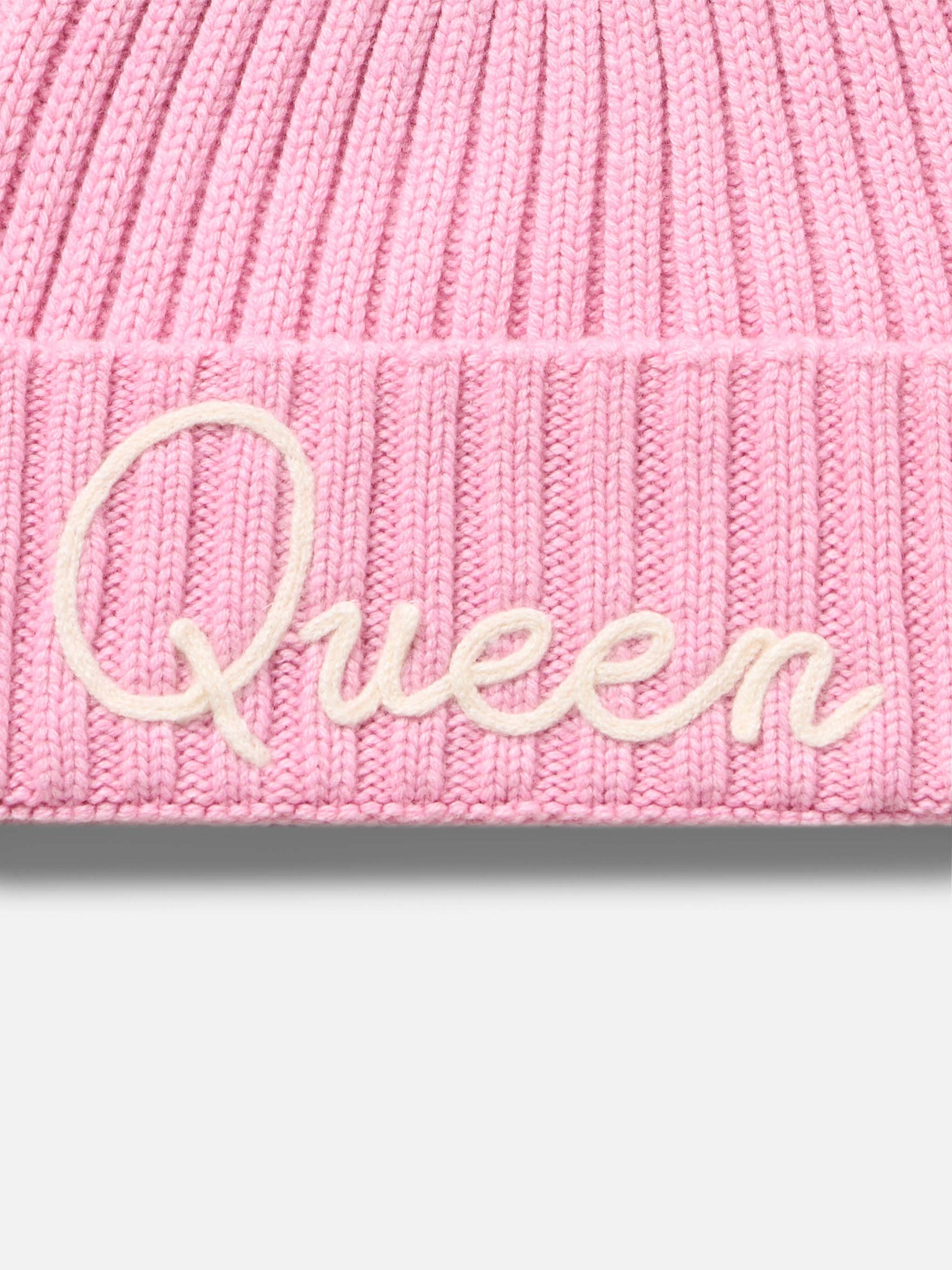Woman pink ribbed hat Wengen with Queen embroidery - MC2 Saint Barth