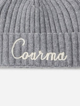 Woman grey ribbed hat Wengen with Courma embroidery