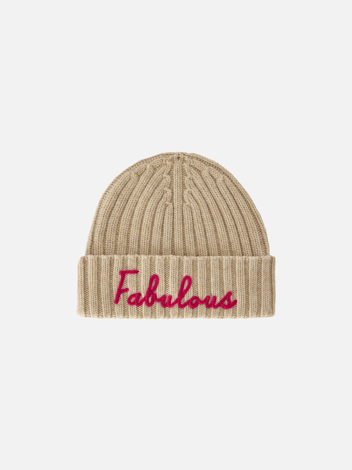 Gorro beanie Wengen beige con bordado Fabulous 