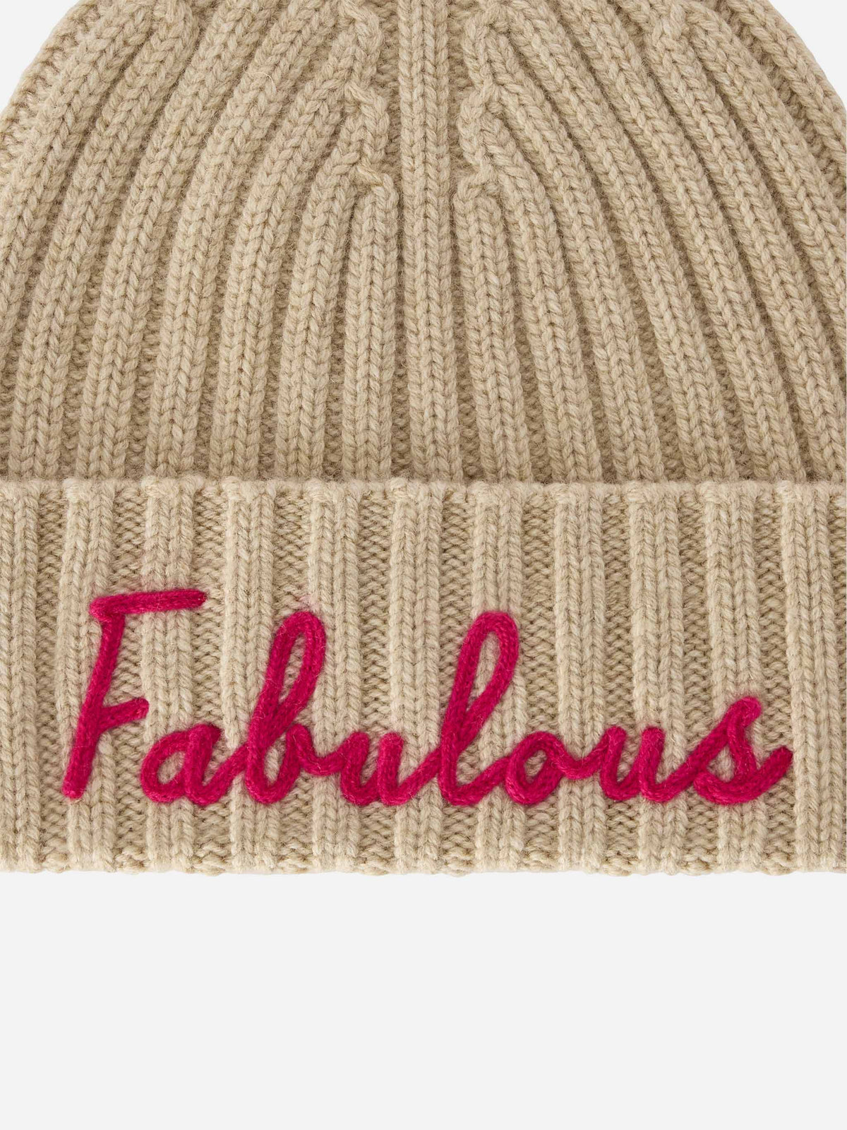 Gorro beanie Wengen beige con bordado Fabulous 