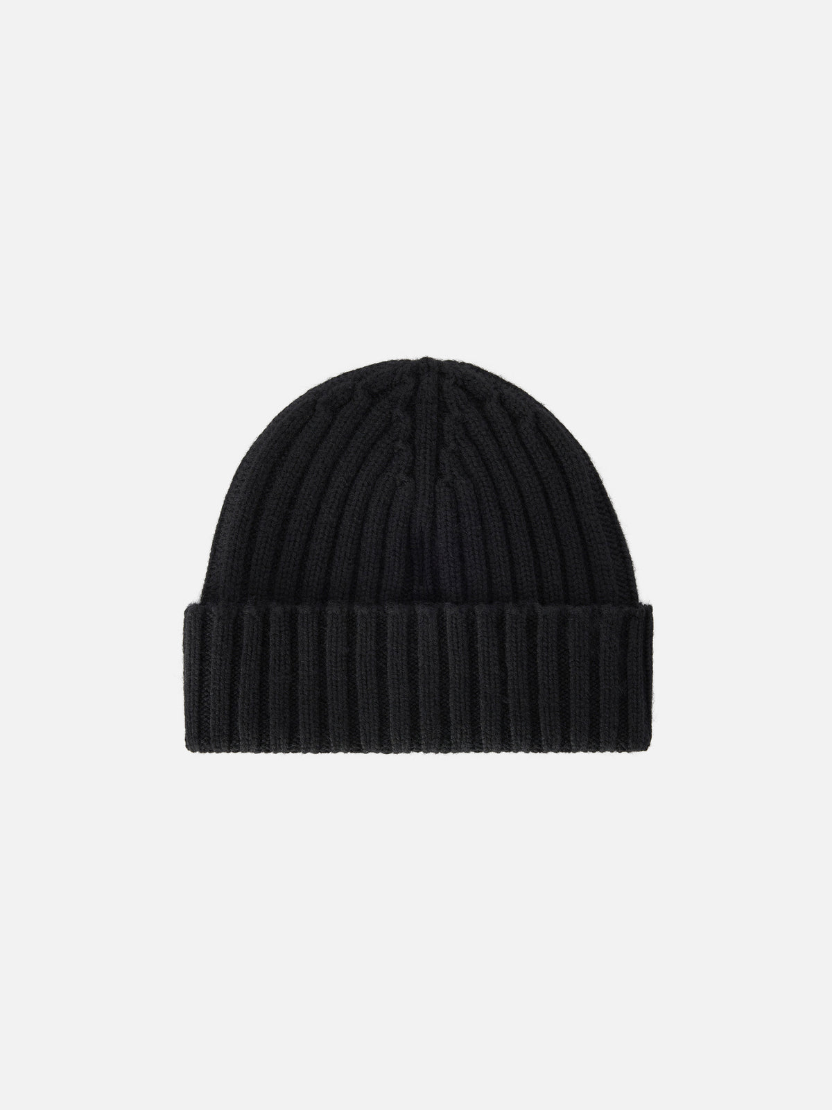 Schwarze Wengen-Beanie mit Logostickerei 