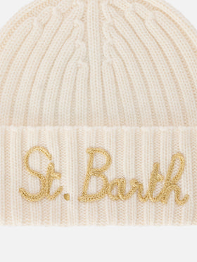 Bonnet Wengen écru avec logo brodé 