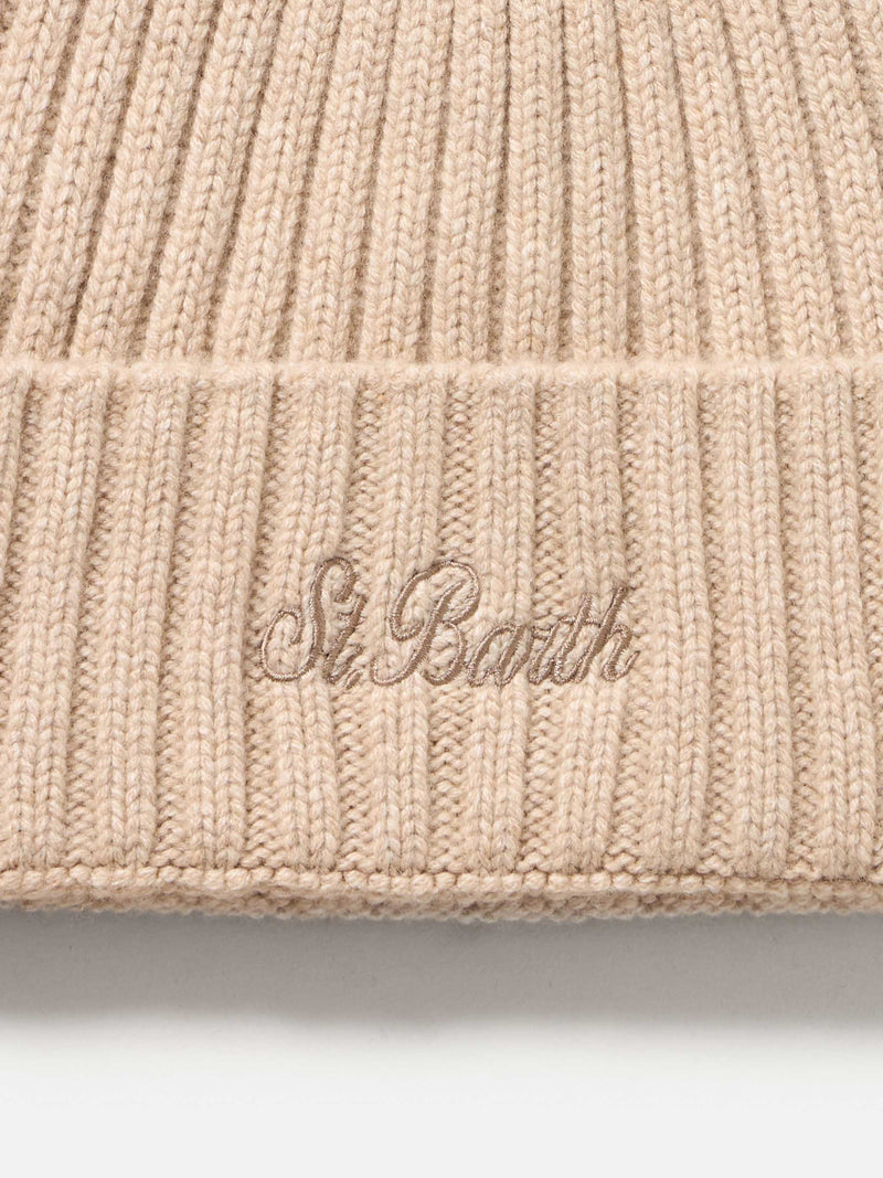 Cappello da uomo in puro cashmere beige Wengen