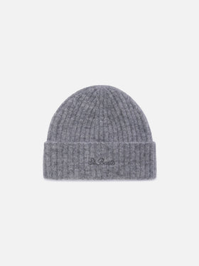 Grey Wengen alpaca blend beanie with logo embroidery