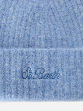 Light blue stretch alpaca hat Wengen