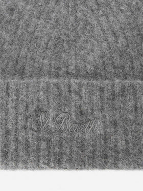 Grau melierte Stretch-Alpaka-Mütze Wengen