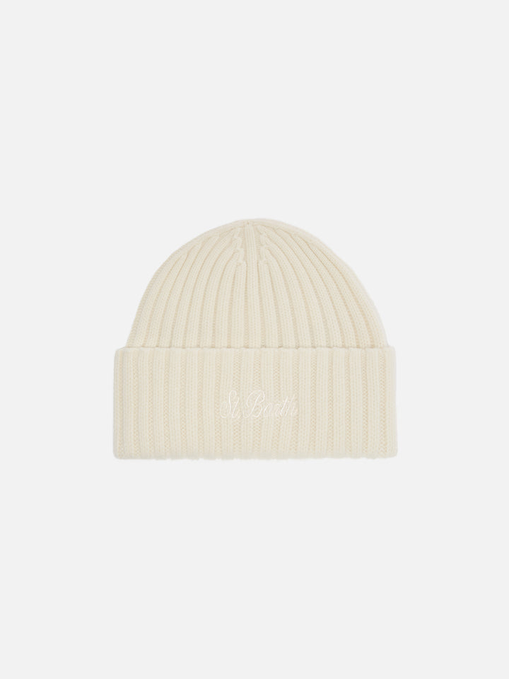 Berretto Wengen in 100% LANA bianco