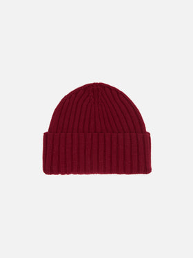100% WOOL Wengen beanie in burgundy