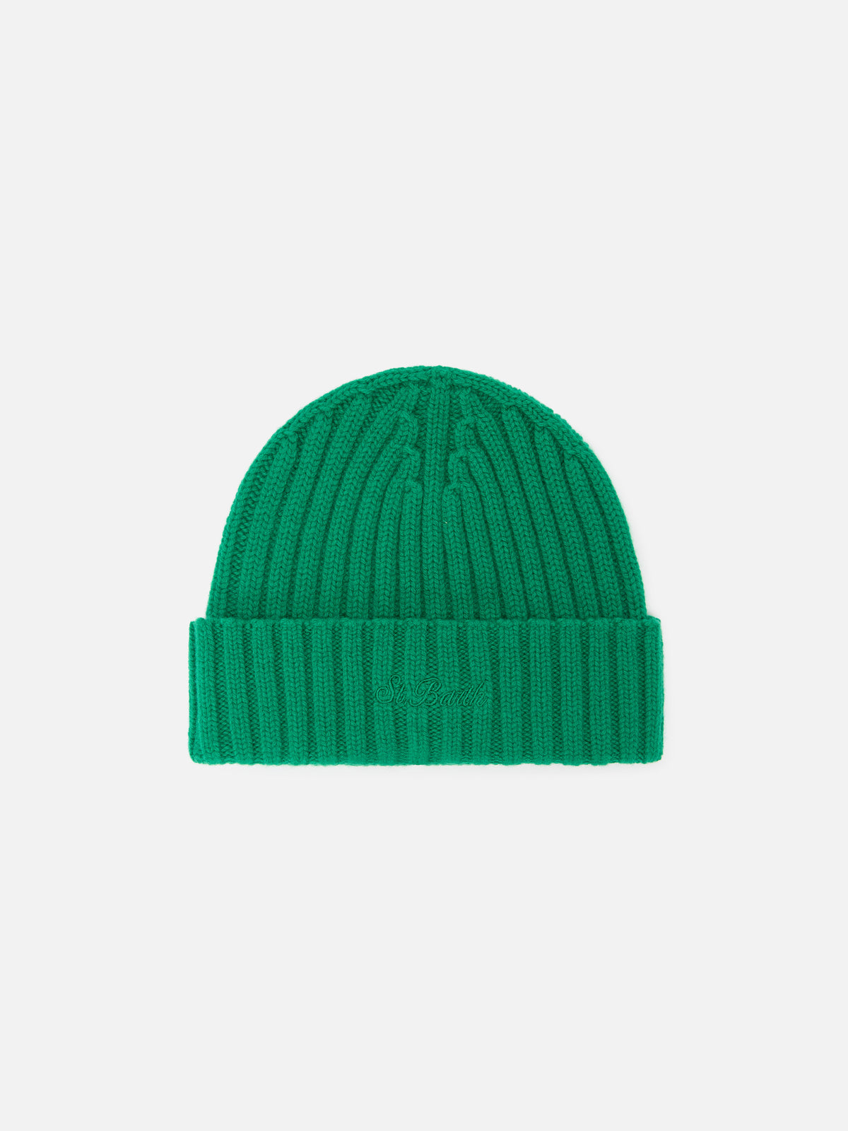Bonnet Wengen vert en laine avec logo brodé 