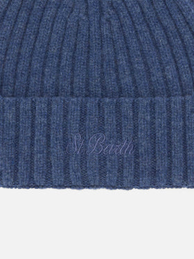 100% WOOL Wengen beanie in denim blue