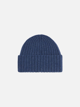 100% WOOL Wengen beanie in denim blue