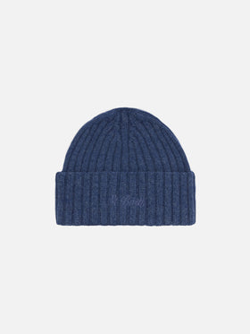 100% WOOL Wengen beanie in denim blue