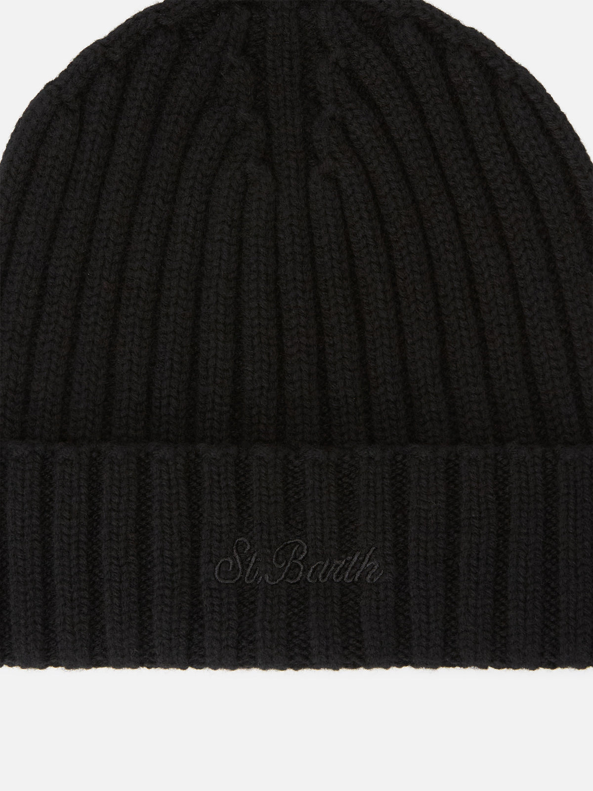 Bonnet Wengen en laine noire avec broderie du logo 