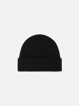Bonnet Wengen en laine noire avec broderie du logo 