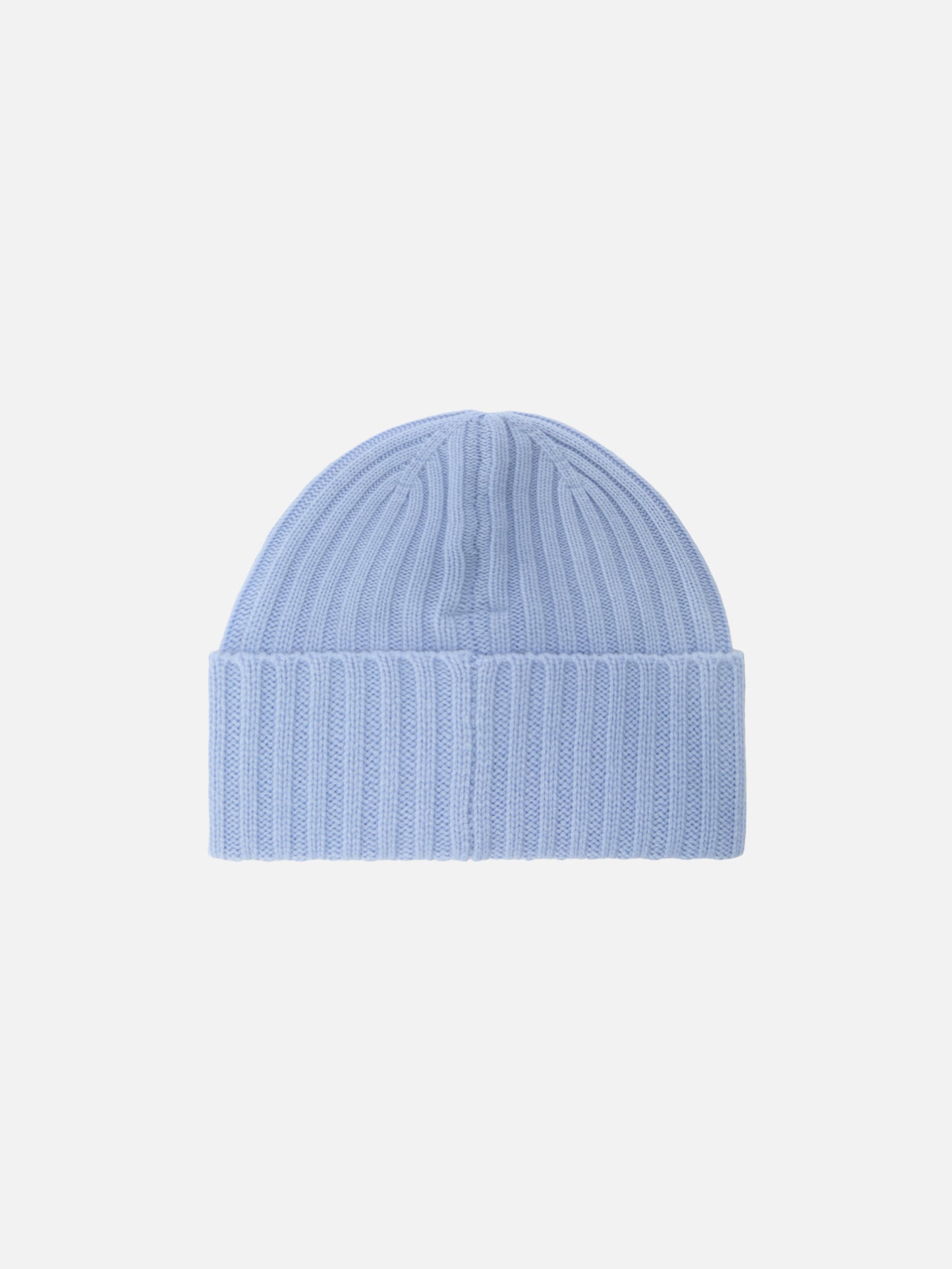 Wengen beanie in light blue cashmere with St. Barth embroidery on the turn-up