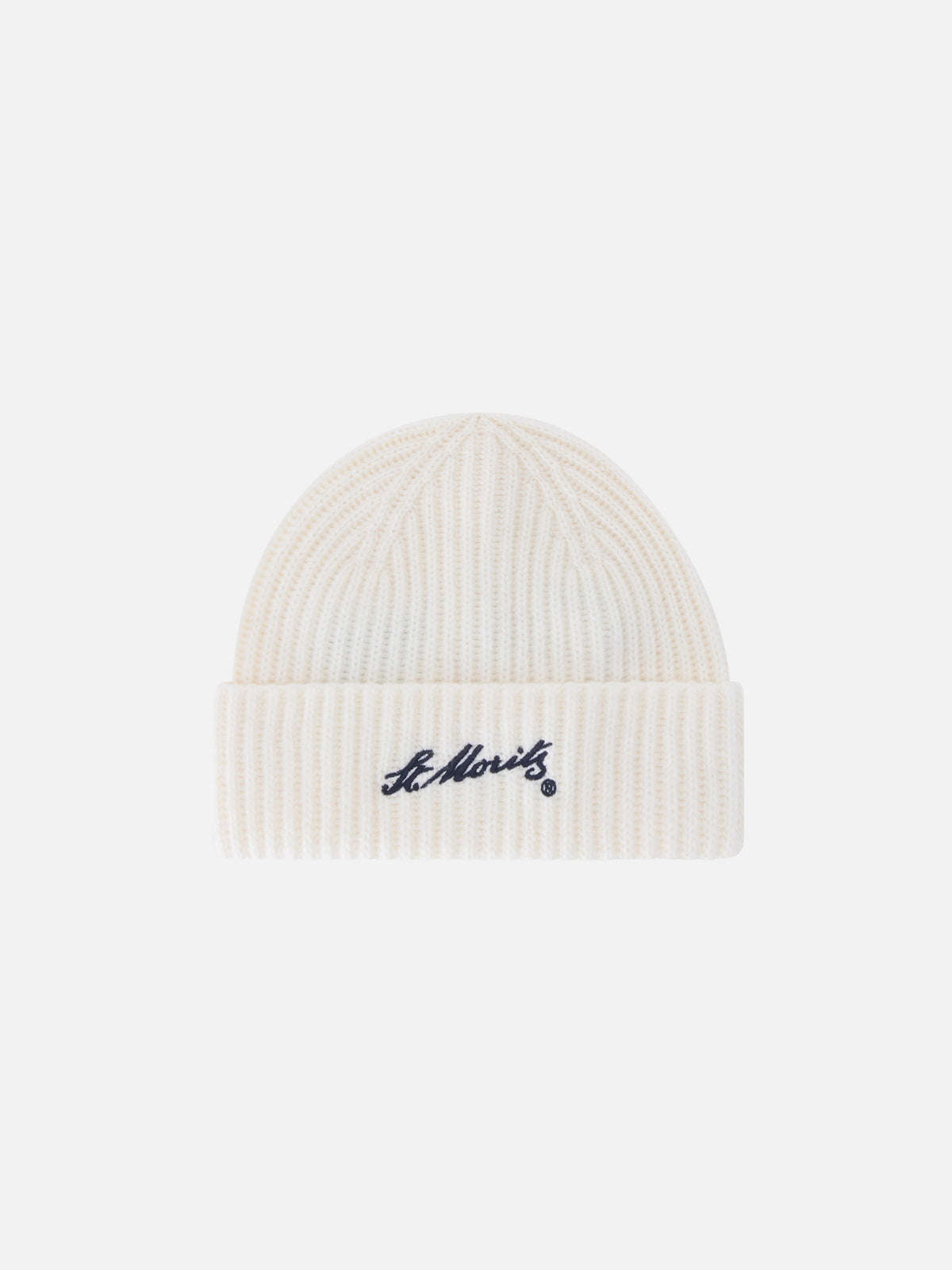 Off white Wengen cashmere beanie with St. Moritz embroidery | Special edition