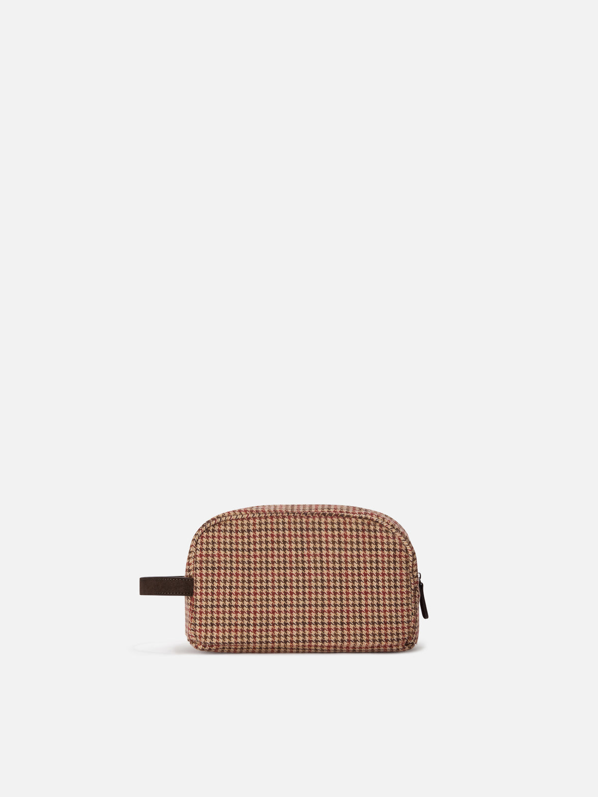 Beige Westwood Beauty Case aus Wollmischung mit Hahnentrittmuster 