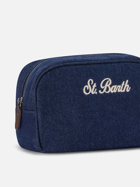 Beauty case Westwood blu in denim con ricamo logo