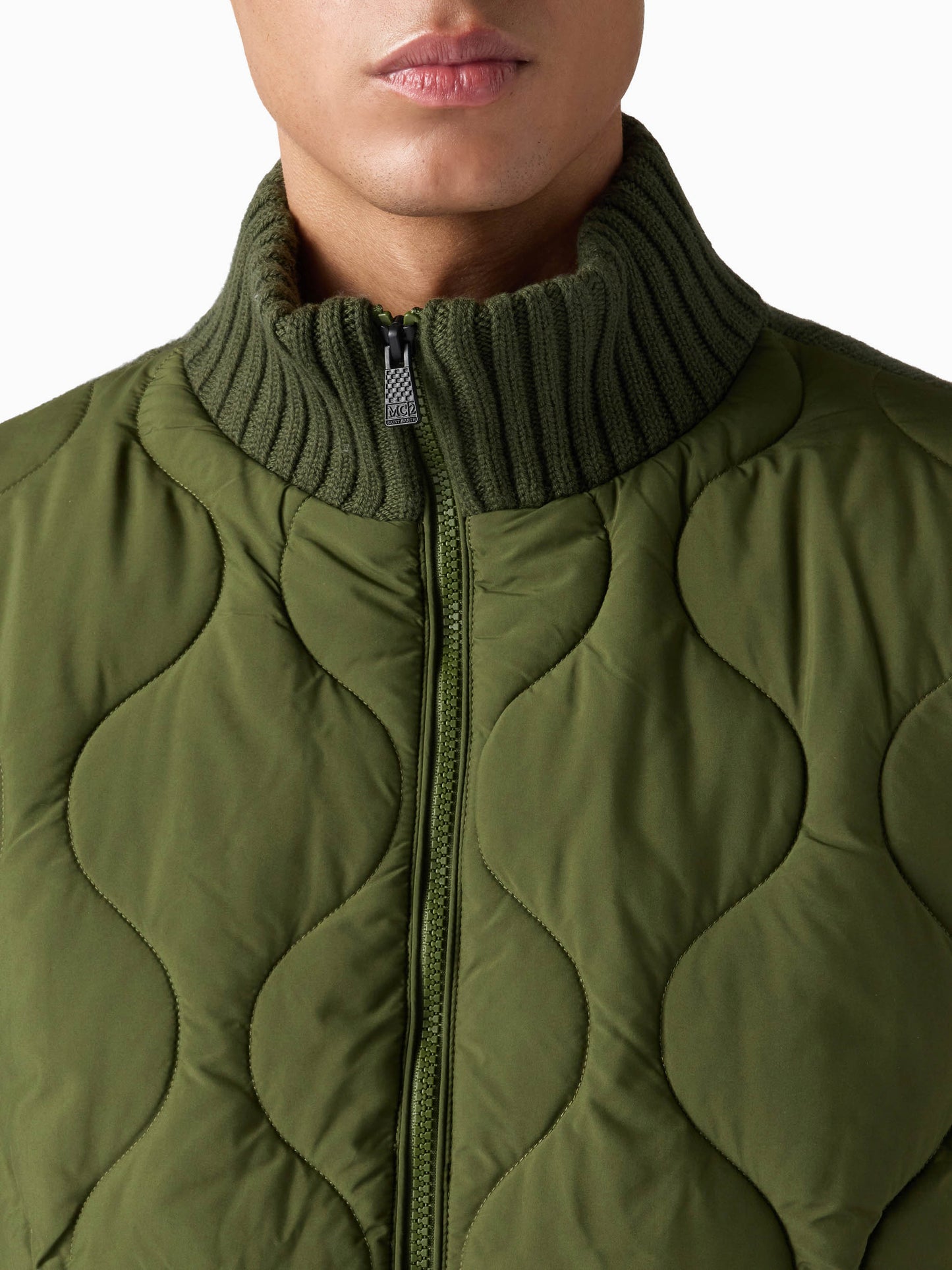Man military green padded jacket