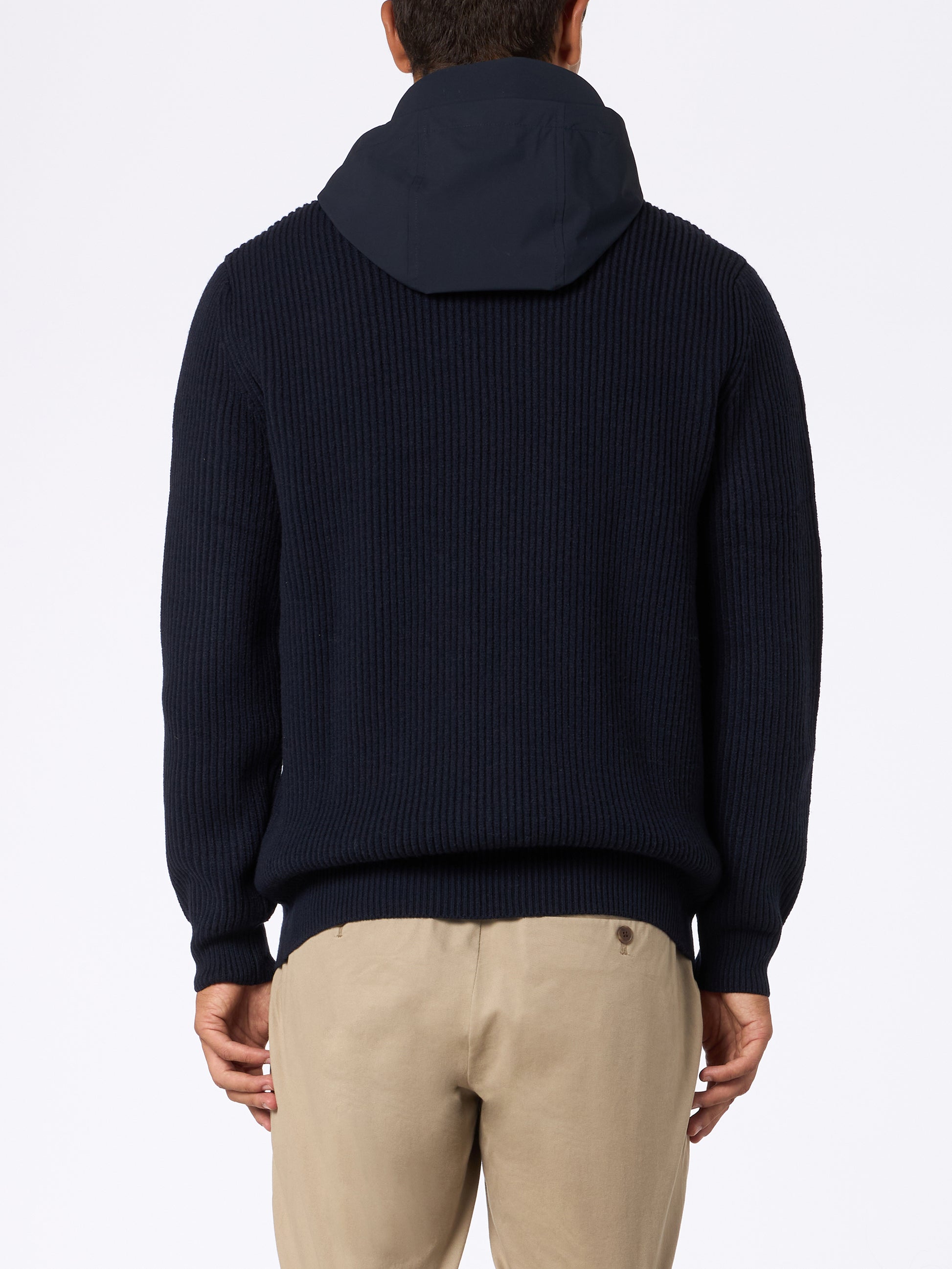 Man full zip sweater Wiberg with technic fabric hoodie and pockets - MC2 Saint Barth