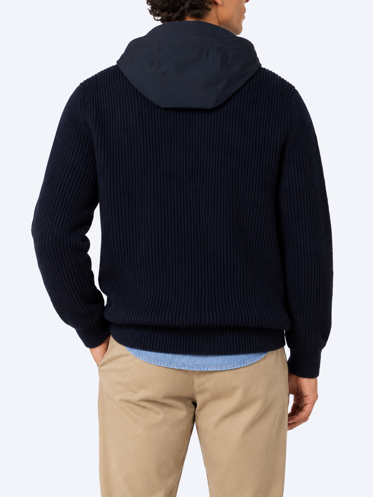 Wiberg Pullover mit durchgehendem Reißverschluss aus technischem Gewebe in einfarbigem Navyblau 