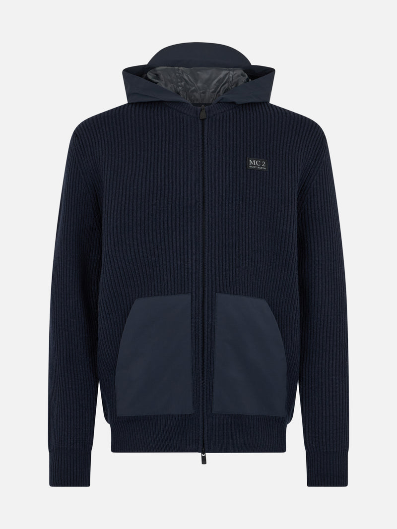 Full zip sweater Wiberg with technic fabric hoodie and pockets