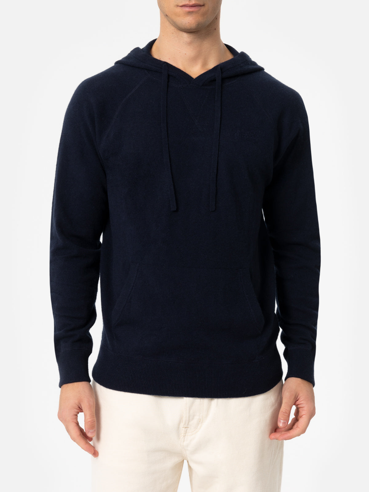 Man navy blue cashmere blend hooded sweater Willbur - MC2 Saint Barth