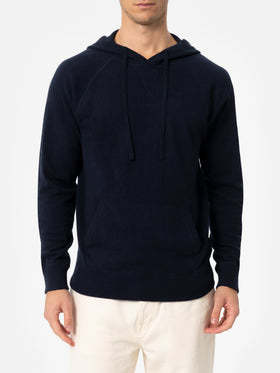 Man navy blue cashmere blend hooded sweater Willbur - MC2 Saint Barth