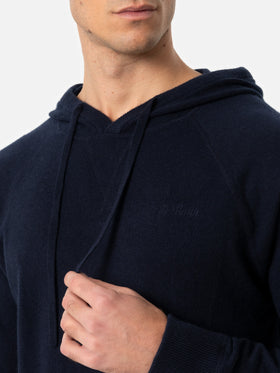 Man navy blue cashmere blend hooded sweater Willbur - MC2 Saint Barth