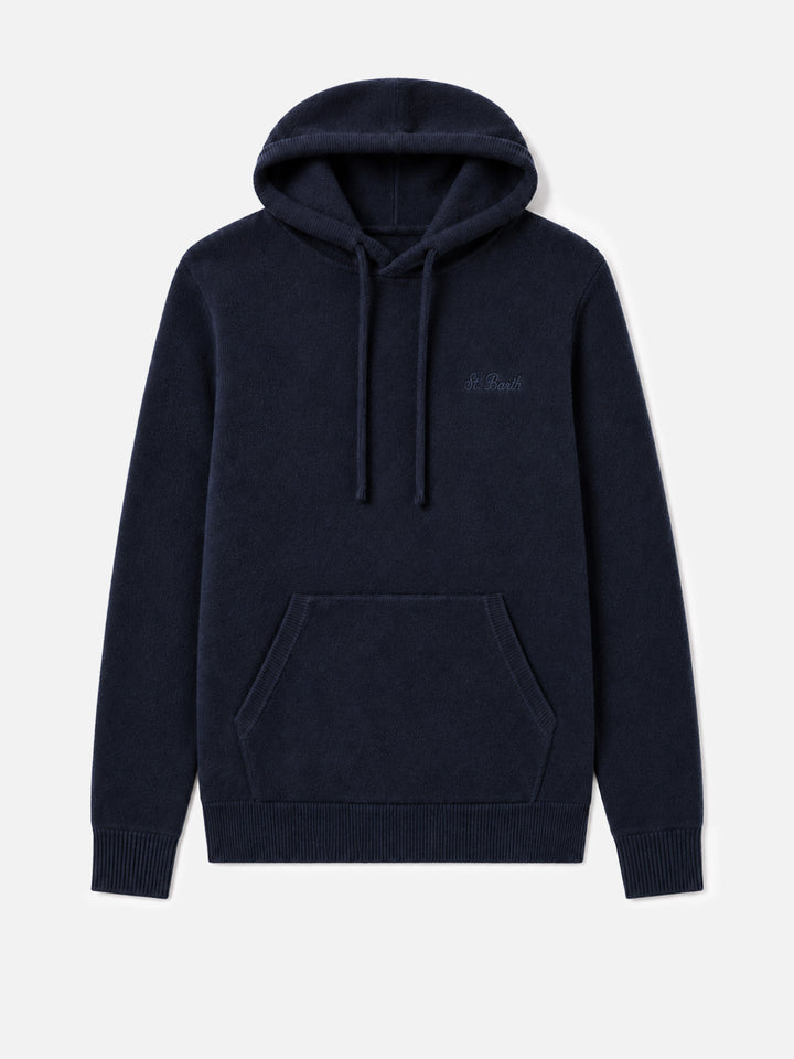Navy blue Mahony hooded sweater in lambswool
