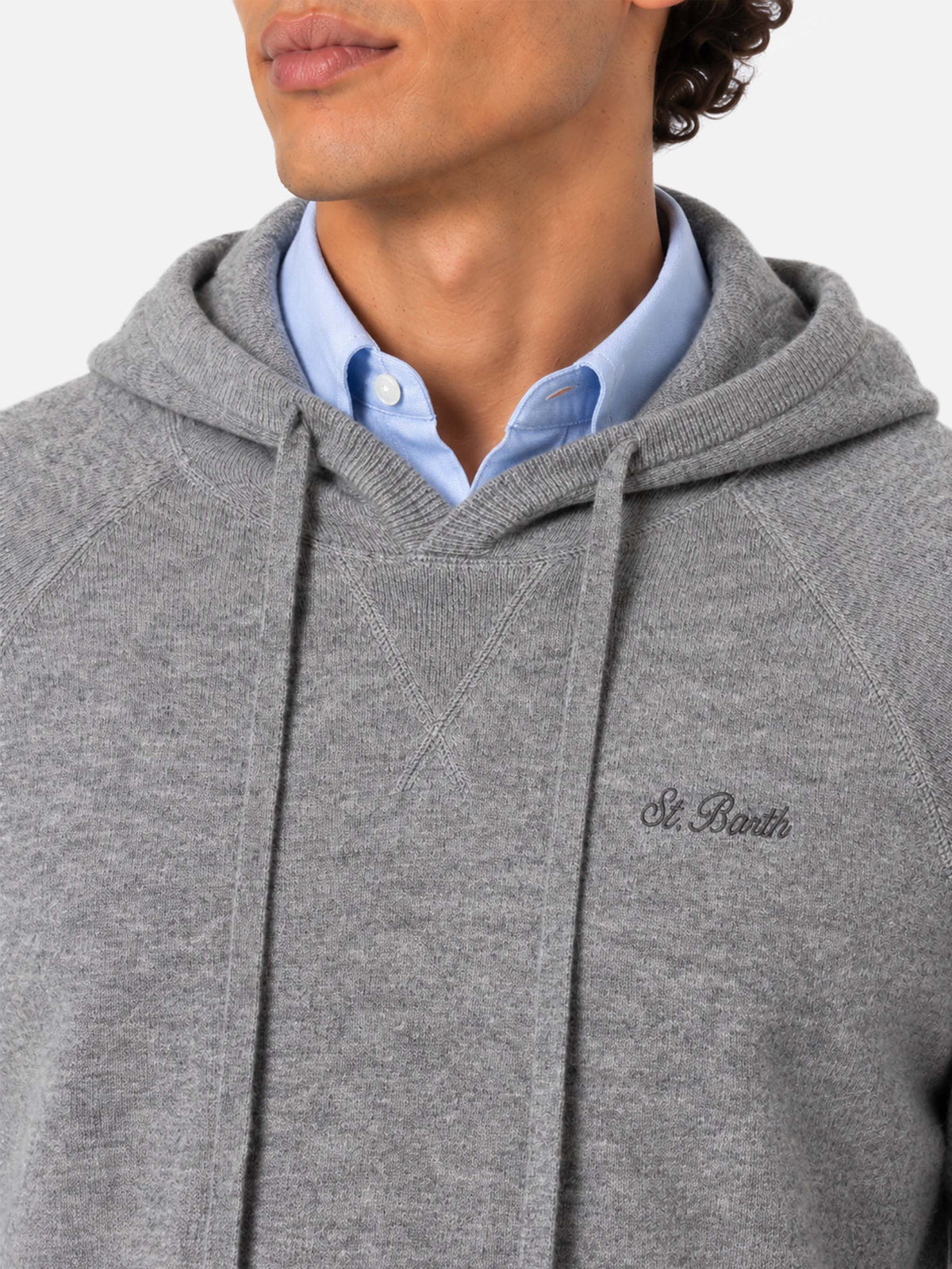 Maglione con cappuccio Willbur grigio melange