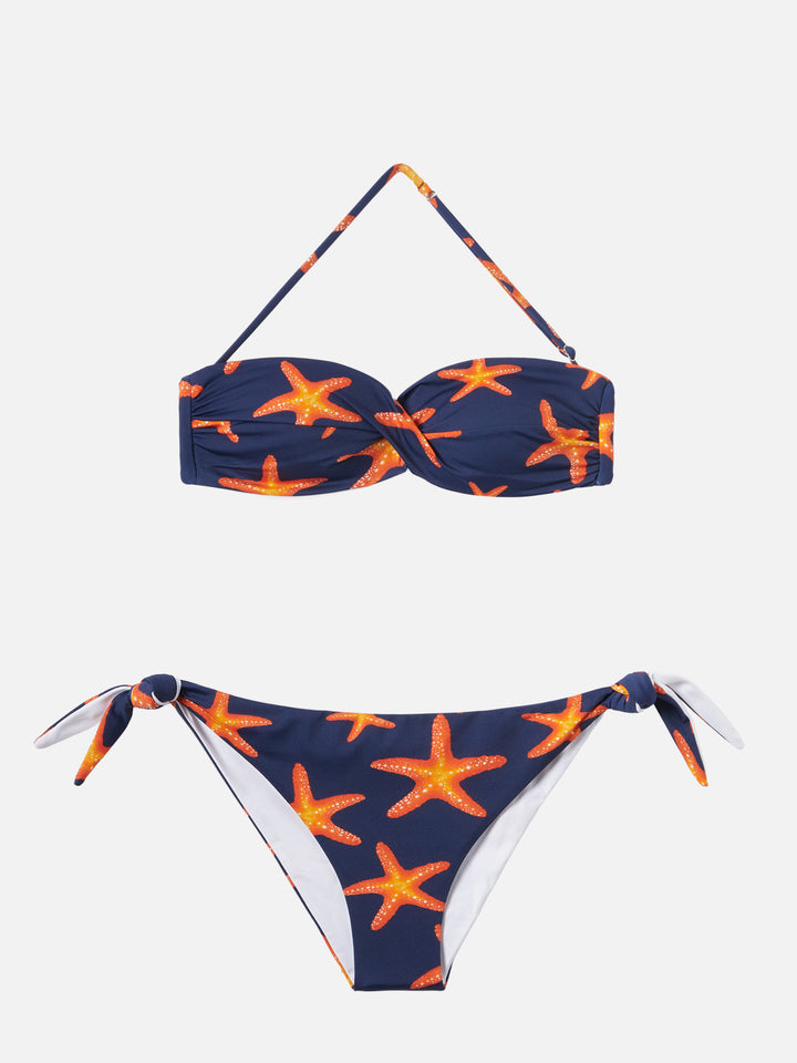 Bikini a fascia Tiarè Yali con stampa stelle marine