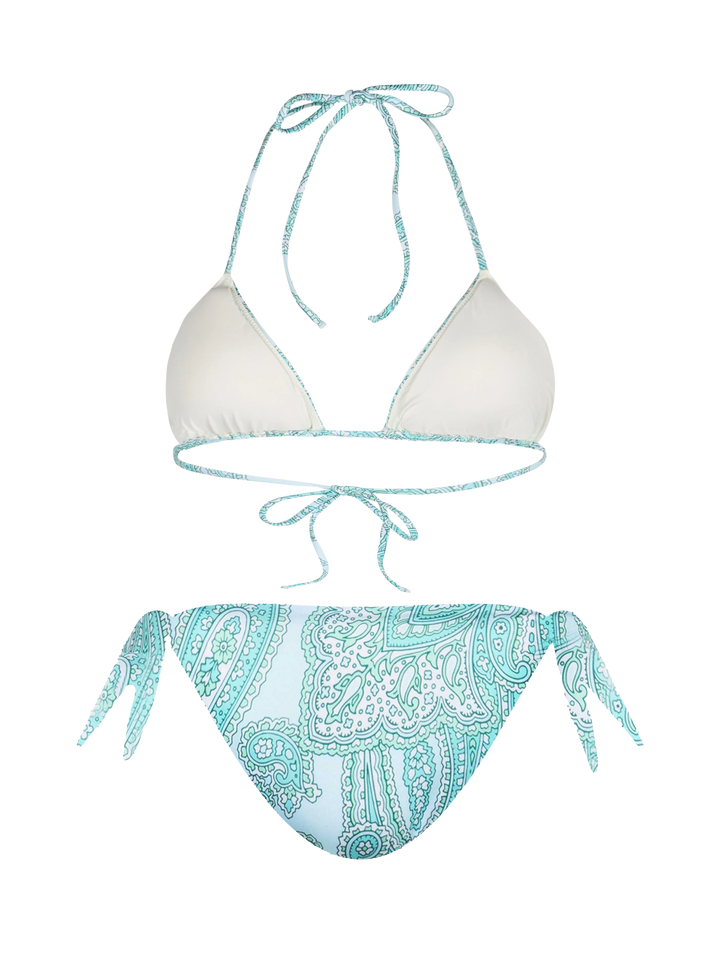 Woman water green paisley triangle bikini Leah Yali - MC2 Saint Barth